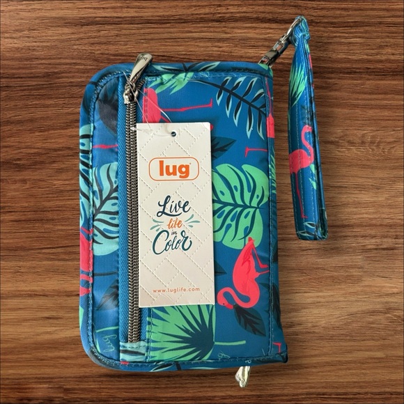 Lug North/South Tandem Wallet w/ RFID - SE Flamingo Blue NWT - Picture 4 of 11